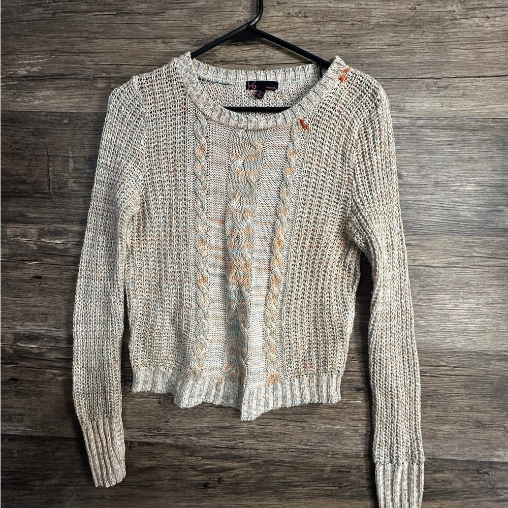 T/O Cream Cable Knit Crew Neck Sweater Womens Small